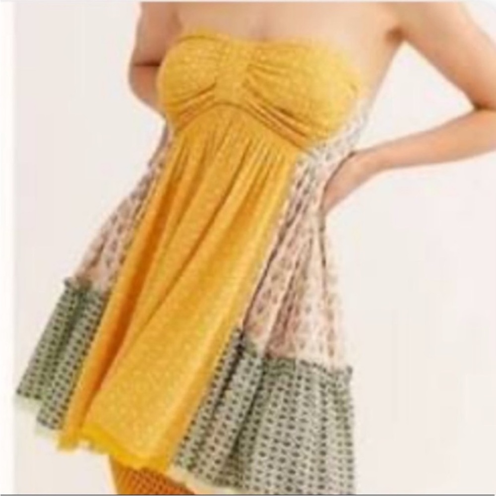 Free People Across The Sea Tunic Top Citrus yellow size medium